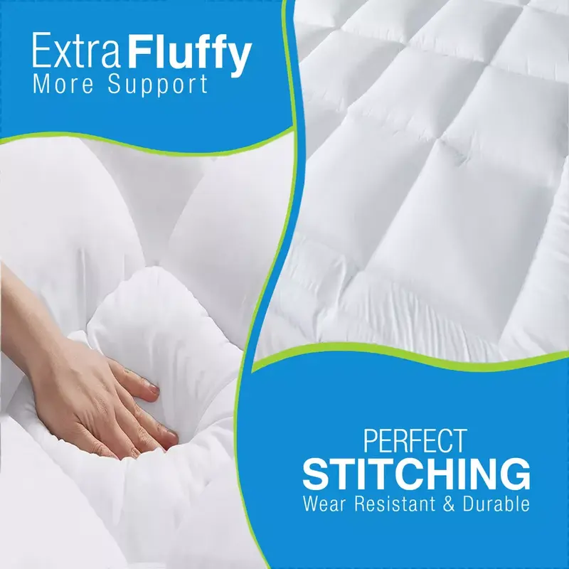 10cm Thick Foam Quilted Mattress Topper with Strong Elastic Bands and Premium Hollow Fiber Filling 2