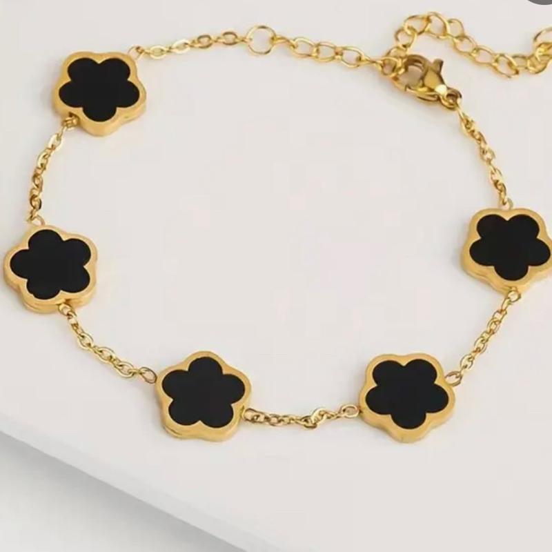 Black Flower Thin Chain Bracelet 2