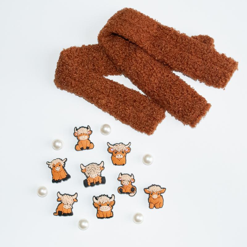 Highland Cow Croc Charms | Single or Sets | Brown Scottish Cow Shoe Charm Jibbitz 8