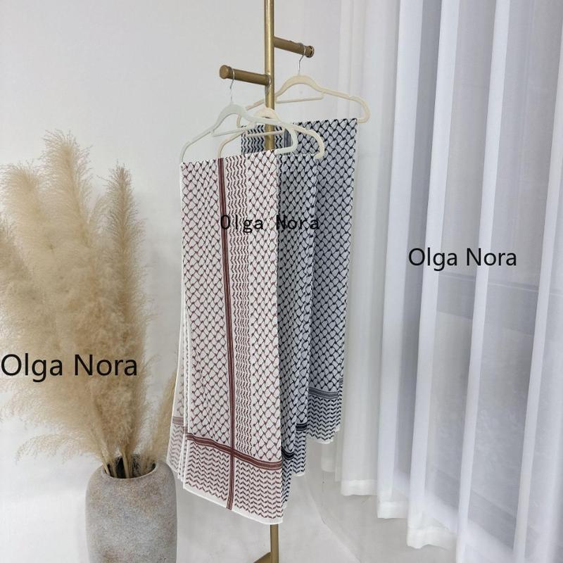 Olga Nora ON1180ON Chic Islamic Chiffon Hijab with Lattice Design square  hijab 6