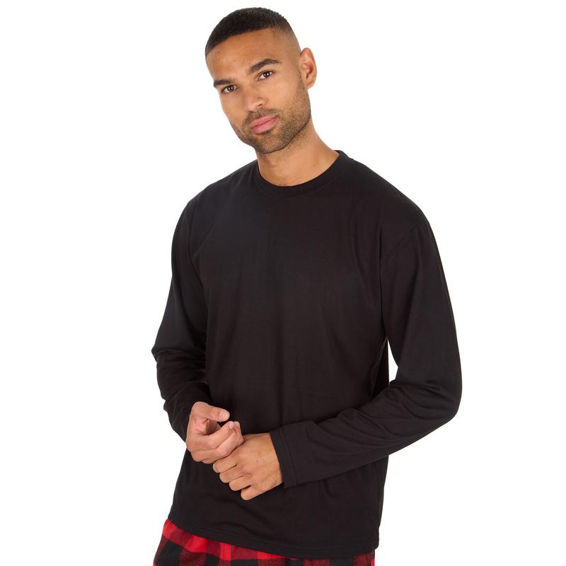 Mens Long Pyjamas Crew Neck Cuffed Bottoms 2 Piece Pyjama for Him Checked Pyjama Set Nightwear Twoise Pajamas Men Warm S M L XL XXL 2 XL Pajama Set PJs Menswear Loungewear Homewear Long Sleeved Jersey Top Woven Checked Long Pants polar express night sleep 3