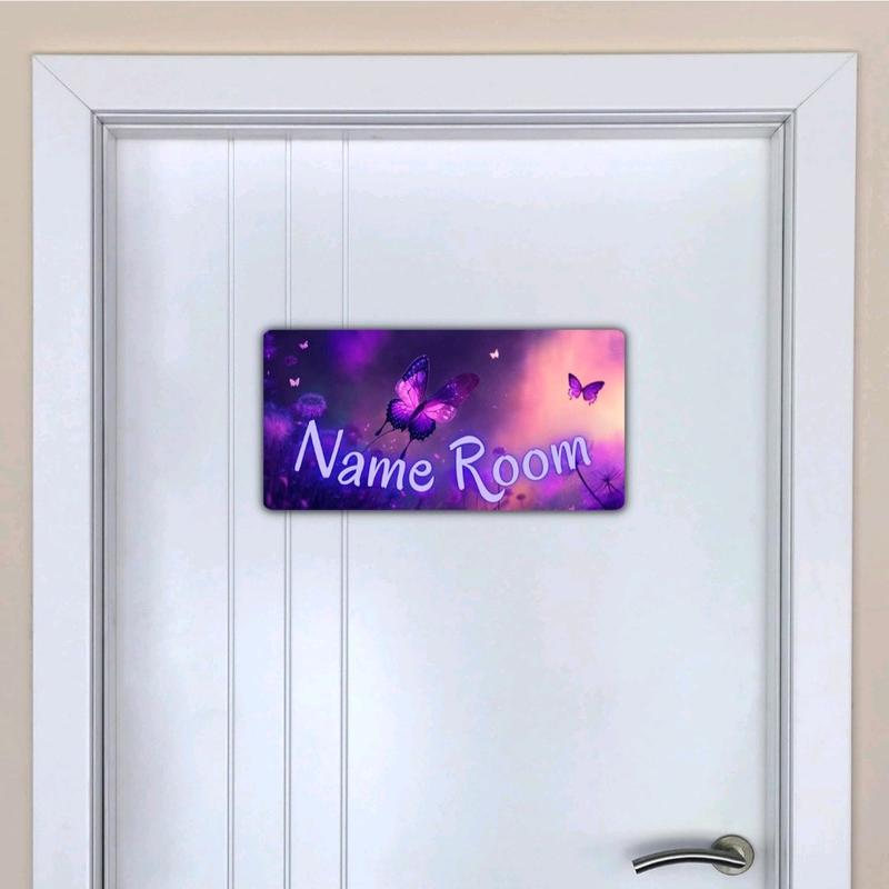 Room Sign Bedroom Accessories, Custom Name Plaque, Metal Aluminium Door Sign for Boys & Girls Room, Gift for Boyfriend Text, Girlfriend Letters, Message - Kids Room, Nursery, Brother, Sister Christmas Gifts, Home Decor Poster Print Set Waterproof 4