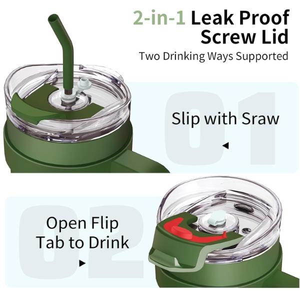 Product Introduction of 40oz Tumbler with Handle and Straw, Large Capacity 1100ml Stainless Steel Leakproof Coffee Cup, Insulated Vacuum Double Wall Travel Mug Water Bottle for Hot and Cold Iced Drink Drinkware Flasks 8