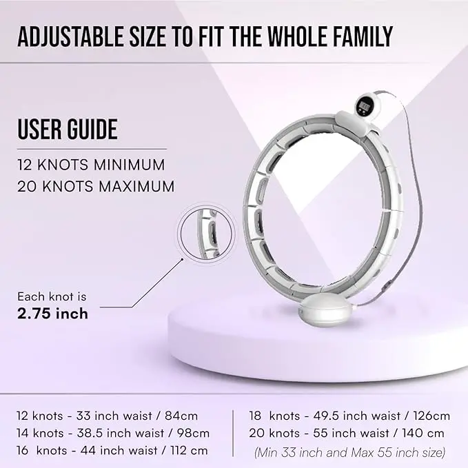 Smart Hula Ring Hoop, Weighted Hula Circle Adjustable Size Fitness Ring with 360 Degree Spinning Weighted Ball, Massage, Adult Fitness for Weight Loss, Fat burning Home Exercise Equipment 2