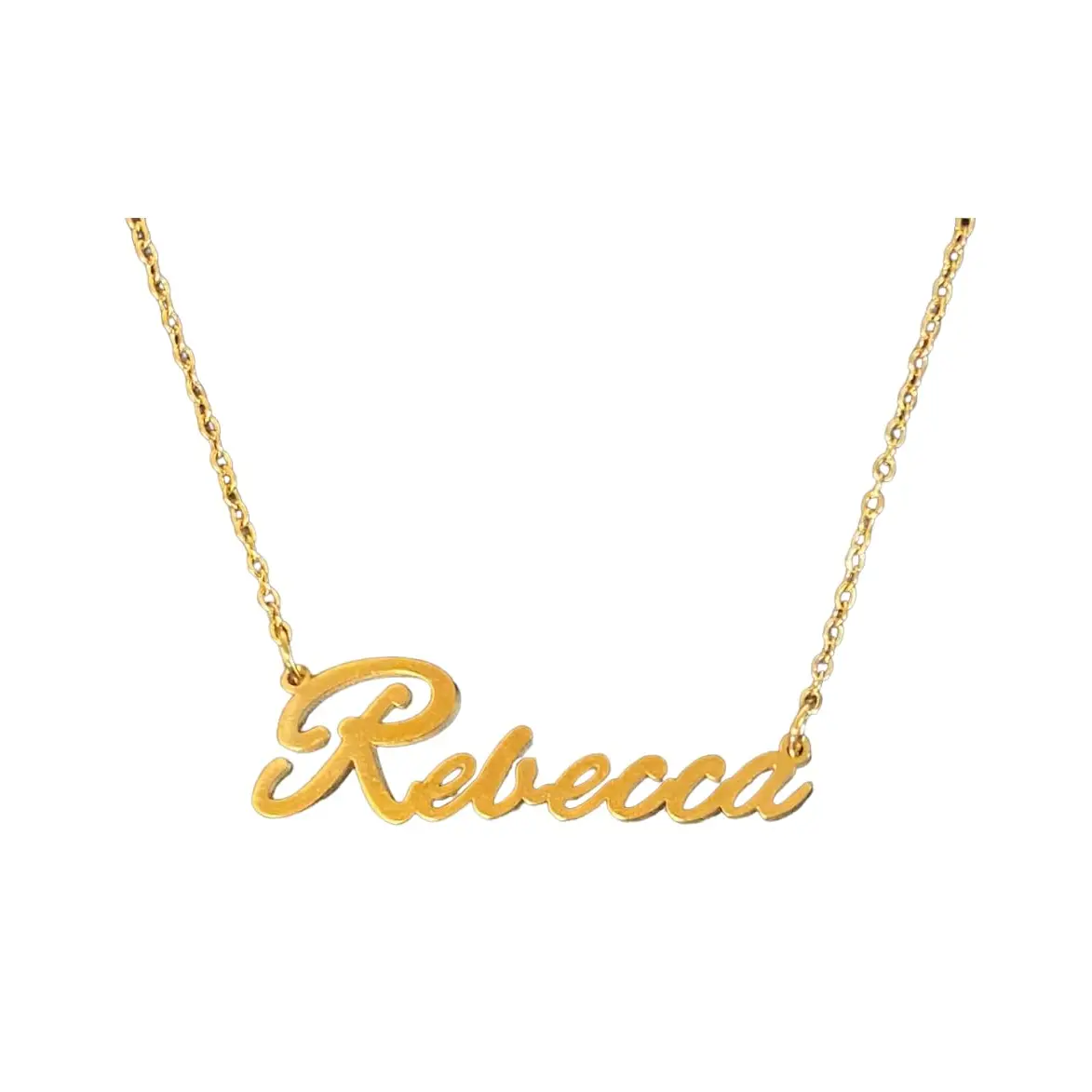 Zotair Name Necklaces, Tarnish-Free Stainless Steel (Rebecca (Gold))