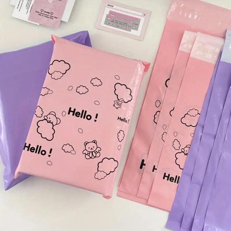 1 Roll Of 10pcs Logistics Packaging Waterproof Bags, Thickened Express Packaging Bags, Colorful Packaging Bags, Thickened Waterproof Express Bags With Cartoon Printing, Clothing And Decoration Packaging 3
