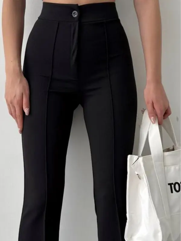 FAT GORILLA Women's Jacquard Trousers - Regular Fit Comfort Pants for Everyday Wear - Suits, Underwear Fabric Fashion Outfit Womenswear Bottom Casual Comfortable Evening Lady Basic Minimalist 3