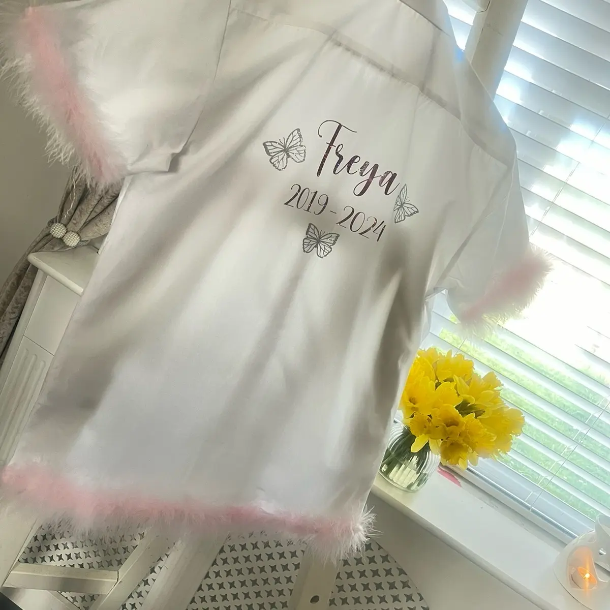 Personalised Leavers Shirt Shortsleeve Feather Trim