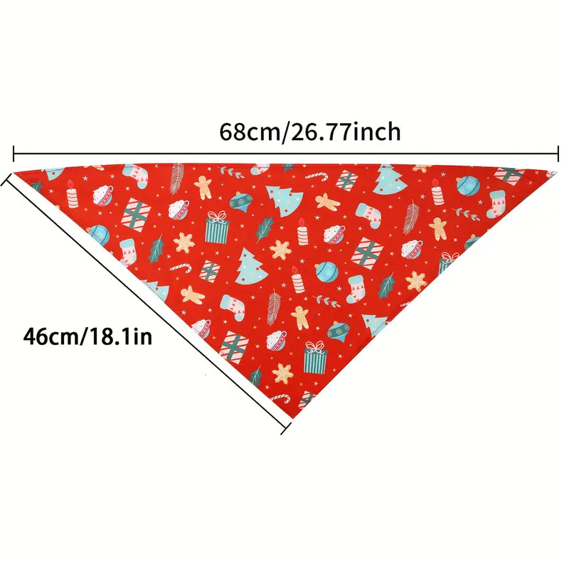 2-Pack Christmas Dog Bandanas - Woven Polyester Triangle Bib Scarfs with Festive Snowman & Gingerbread Print - Washable, Adjustable Pet Bandanas for Small, Medium, Large Breeds - Xmas Dog Accessories 4
