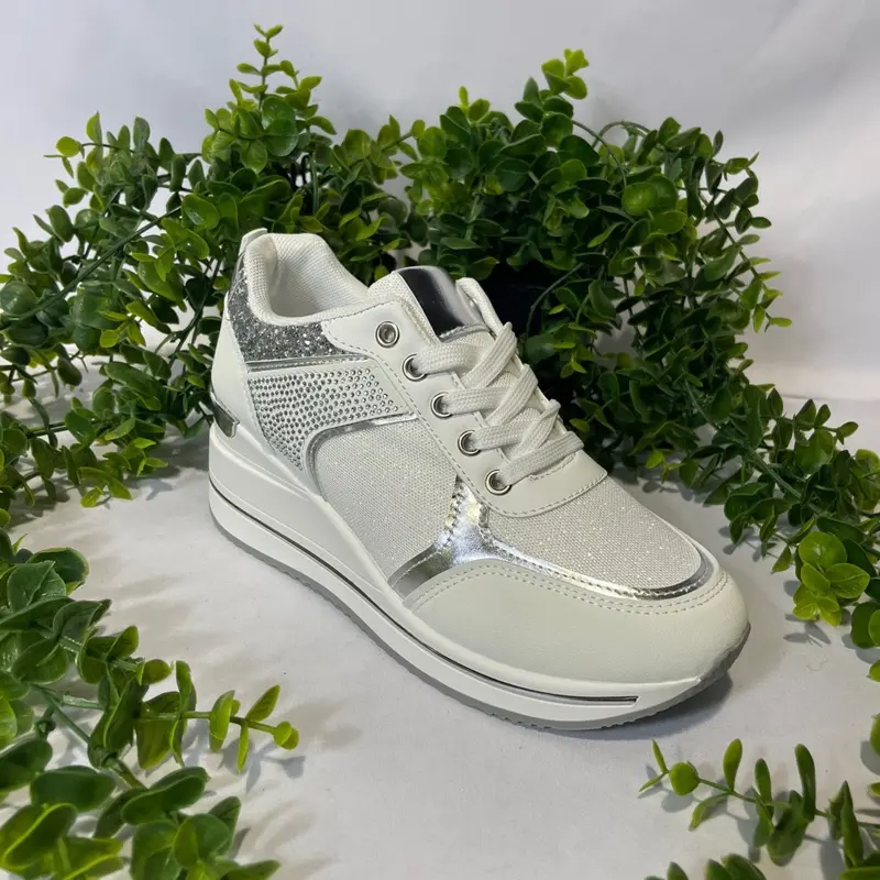 Women’s Wedge Bling Trainer - YD916, Comfortable Walking Shoes - Closed 4