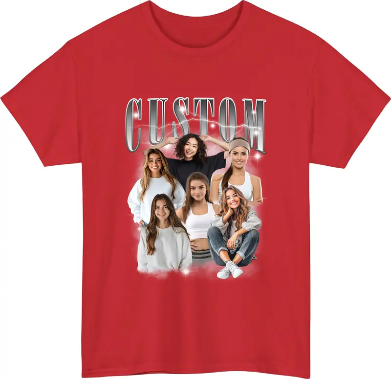 Personalised Bootleg T-Shirt, Your photos tshirt, bootleg tshirt, Custom girlfriend photos t shirt, Retro bootleg gift tee, Vintage unisex top Womenswear 4