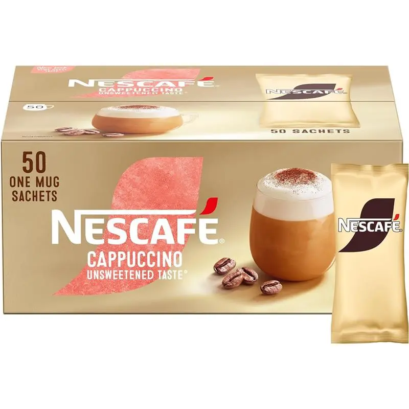 NESCAFÉ Cappuccino Unsweetened Instant Coffee Sachets - 50 Pack of 14.2g - Buy Now Beverage Flavor