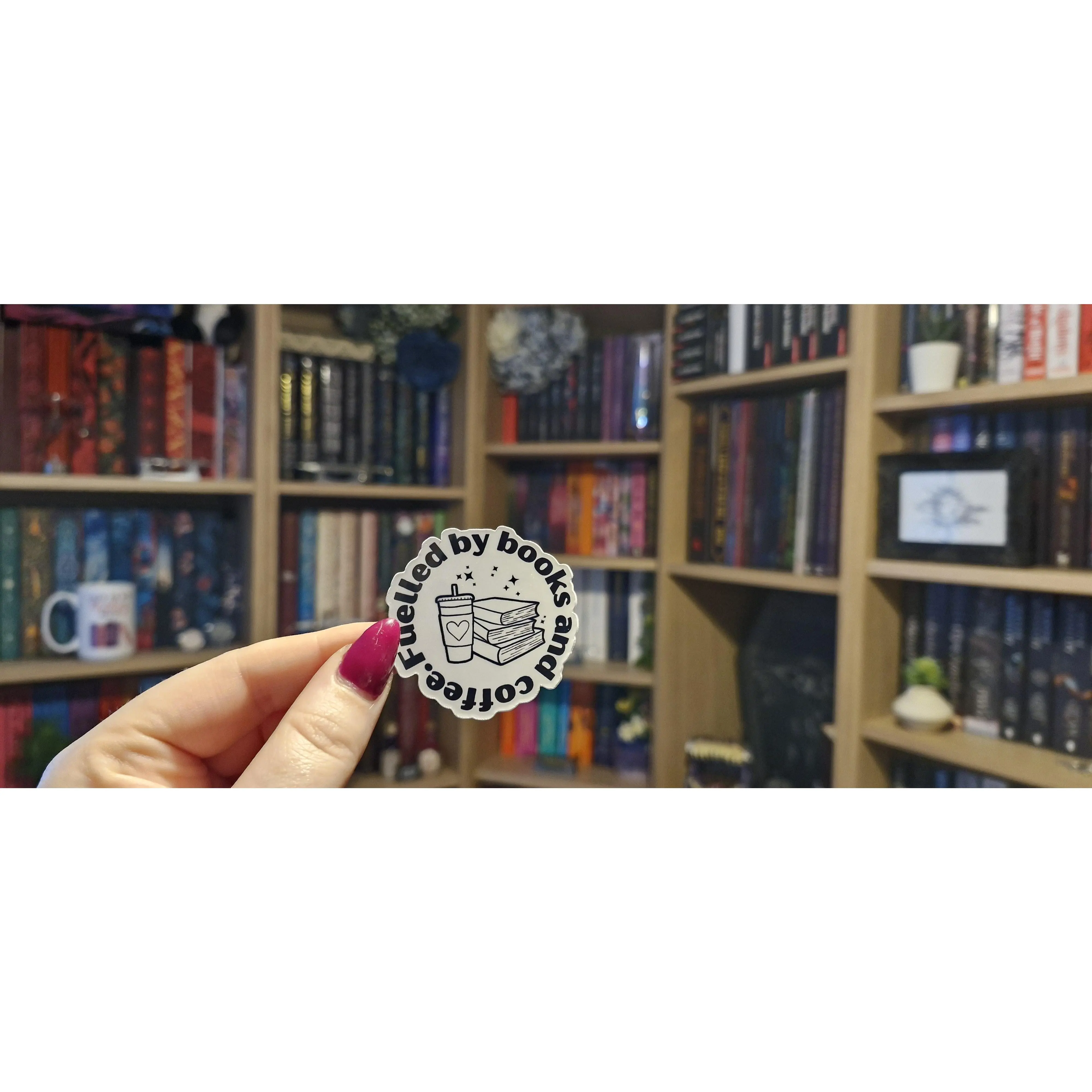 Sticker (Fuelled by coffee and books ver) Decor Decorative Vinyl Waterproof Print