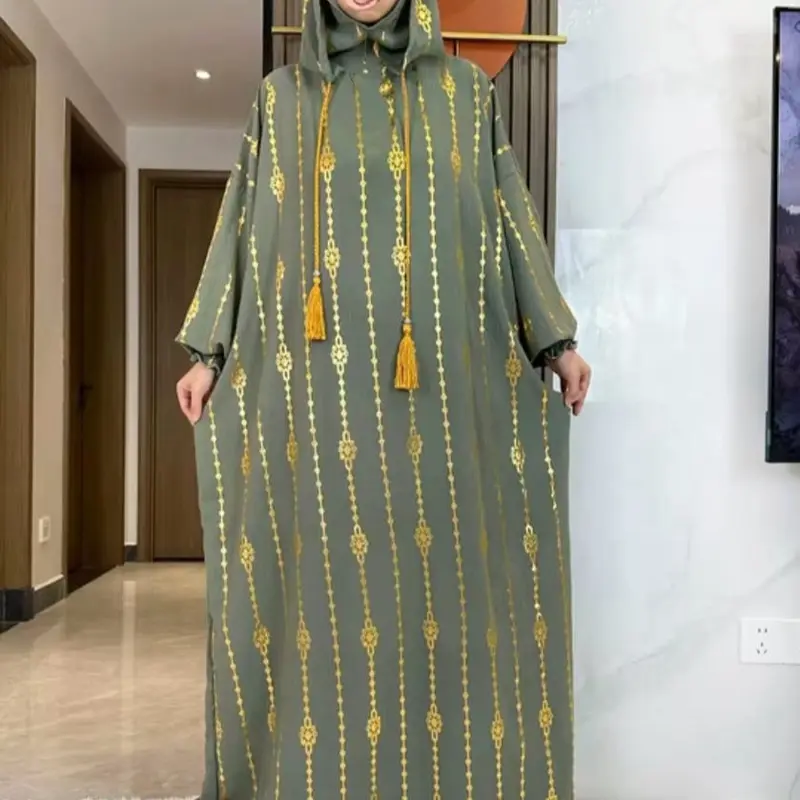 Women's Prayer Dress with Built-In Hijab and Hood with Drawstrings