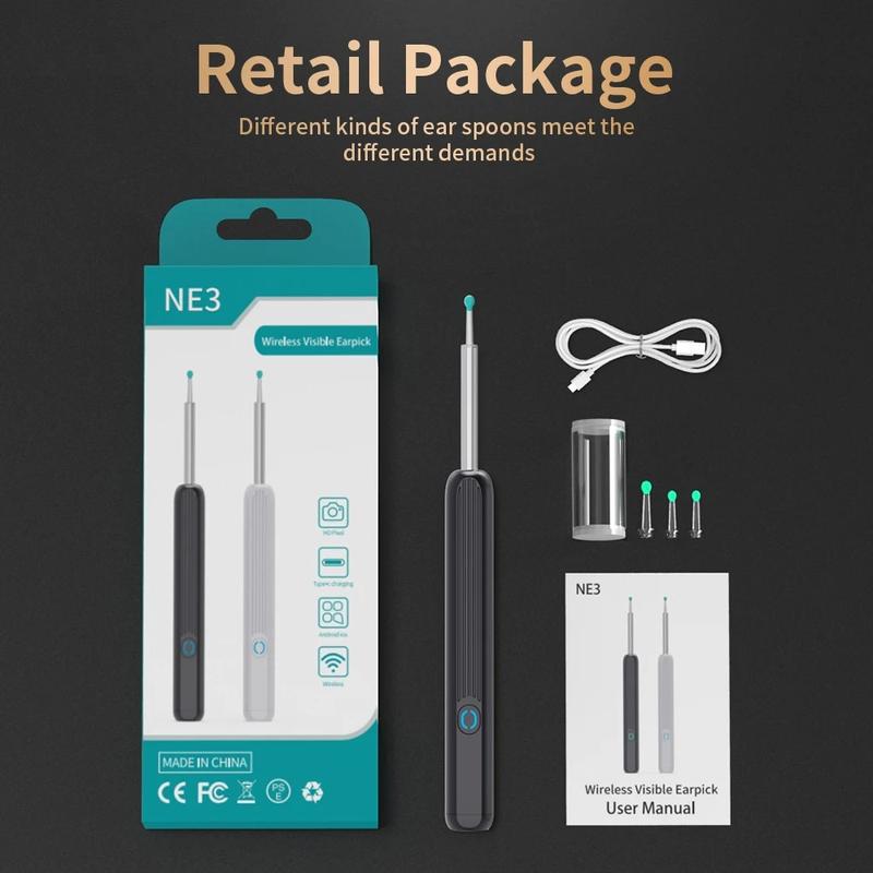 NATFIRE Ear Cleaner High Precision Ear Wax Removal Tool with Camera LED Light Wireless Otoscope Smart Ear Cleaning Kit Lightweight 5