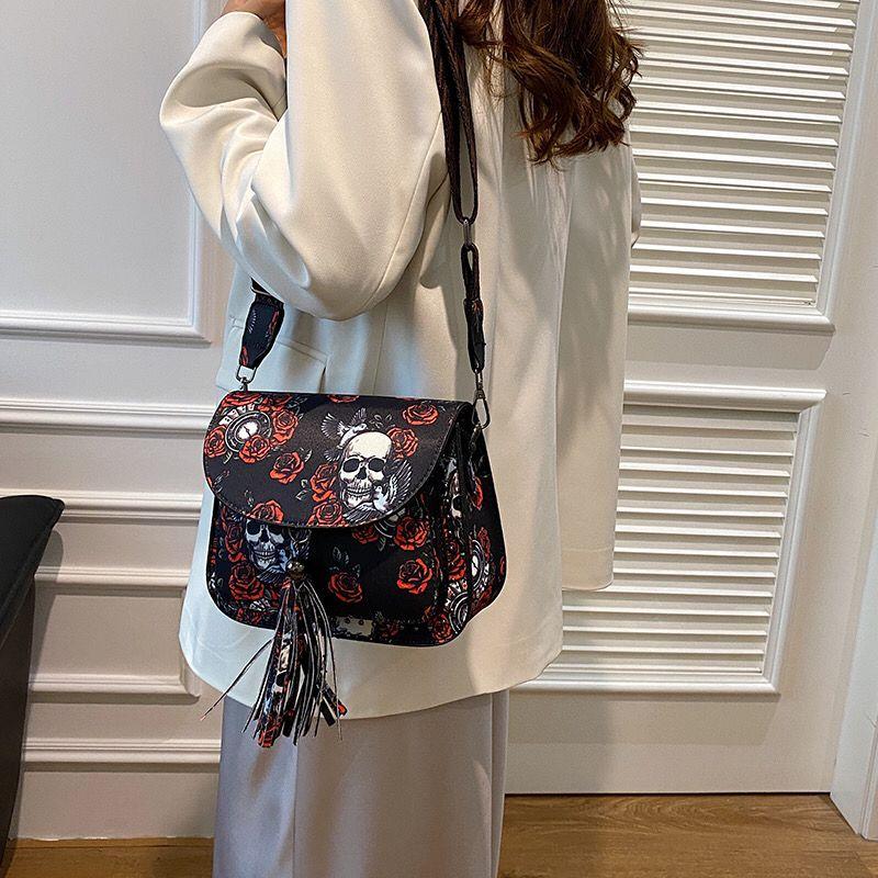 Skull & Roses Cross-body with Tassel Stud Detail & Wide Strap 3