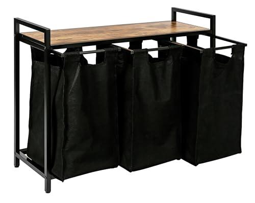 Large Industrial Wooden/Metal Laundry Hamper Basket Bin Organiser 3 x Removable Bags (30L Each) 7