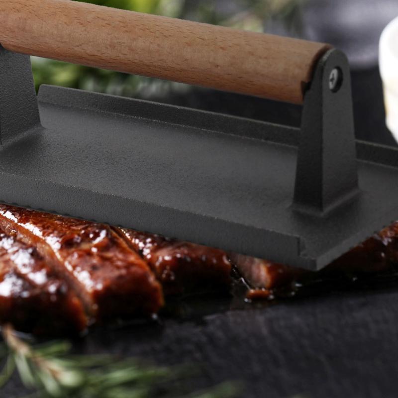 Cast Iron Grill Steak Weight Bacon Press Flat BBQ Hamburger Meat Patty Cooking Kitchen Utensils 4
