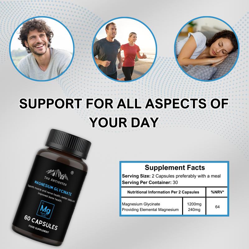 The Antidotes - Magnesium Glycinate - 60 Capsules - 1200mg per serving supplements 3
