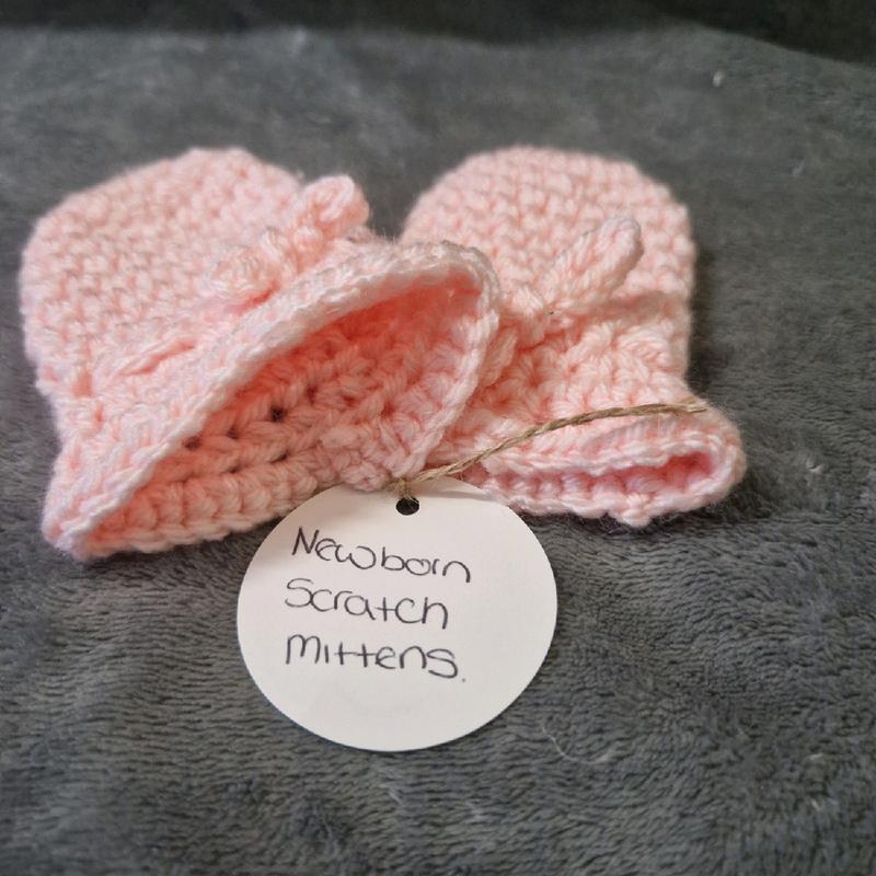 Crochet newborn scratch mittens in various colours 5