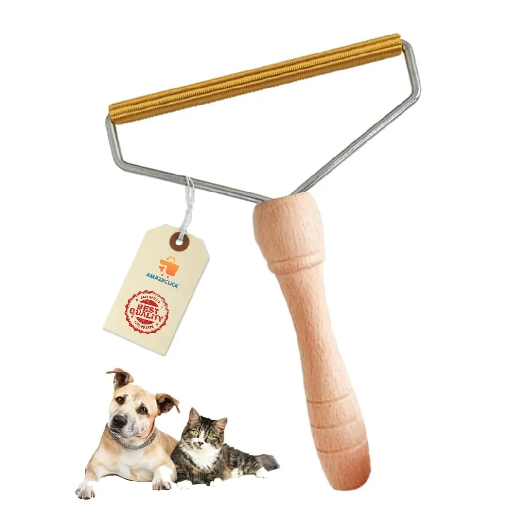 Pack of 1 Pet Hair Remover, Wooden Dog Hair Remover Roller, Resuable Lint Remover For Cats & Dogs, Portable Fabric Shaver for Clothes, Carpet & Rugs