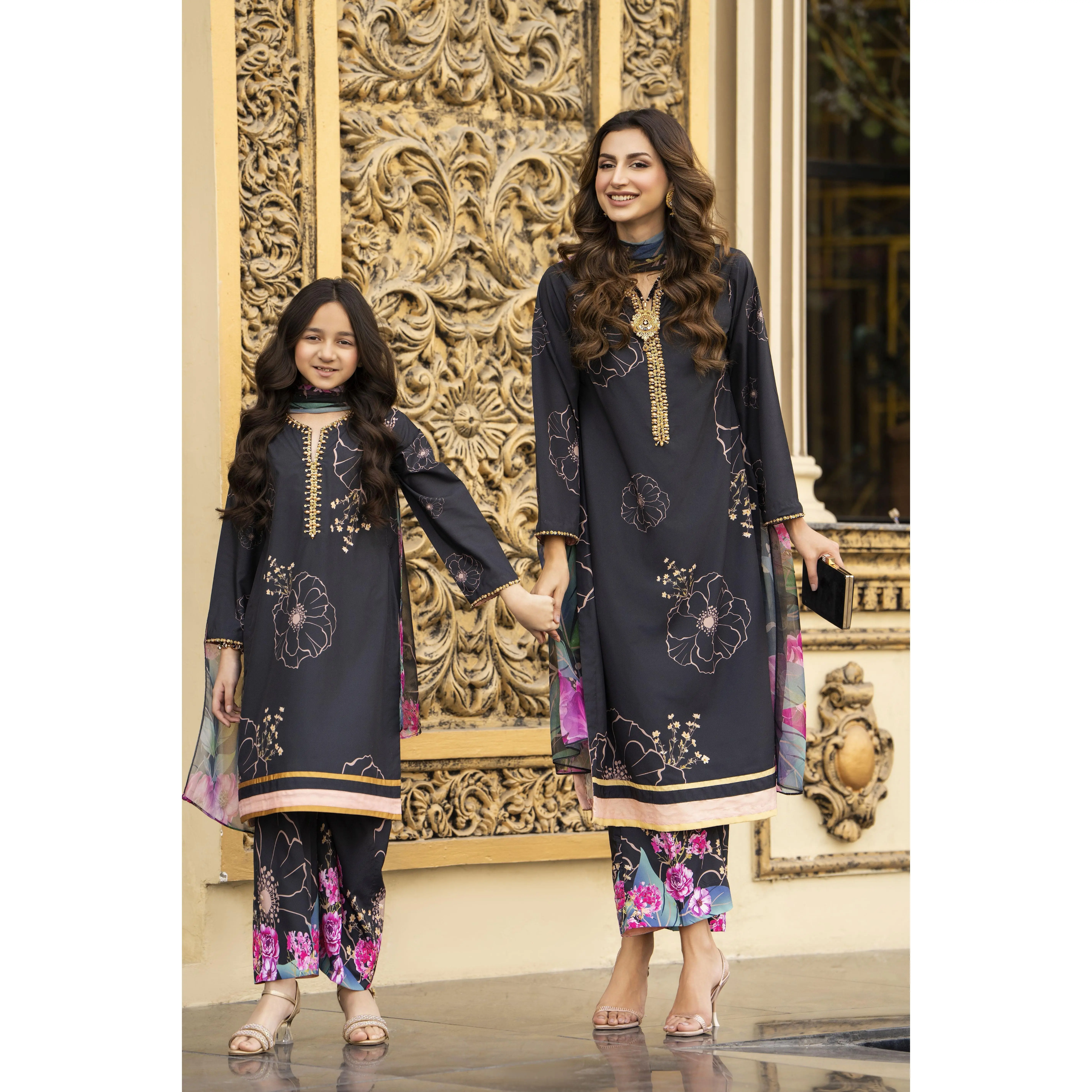 Matching Moments Mother Daughter Pakistani Designer Girls Womenswear Grip Outfits by Ain – MMA5