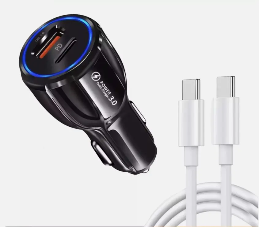 Fast Car Charger with USB C  Cable  iPhone 15/14/13/12 Series, Samsung Galaxy S23/S22/S21 Series, iPad Pro, and AirPods - Mobile, Smartphone