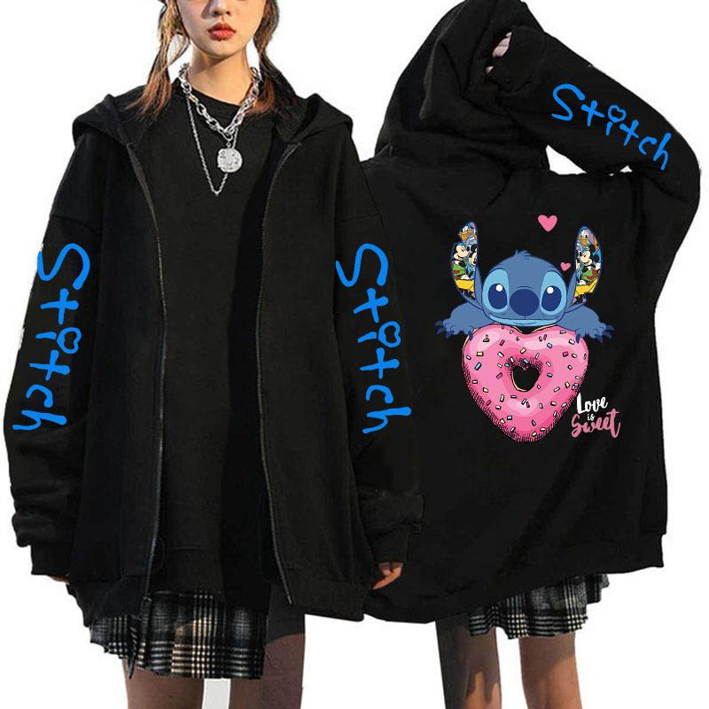 Product Introduction of Oversized Y2k Zip-up Hoodie  Women's Lilo & Stitch Costume Winter Clothes Woman Long Sleeve Warm Jacket Zip-up Street Tops 6