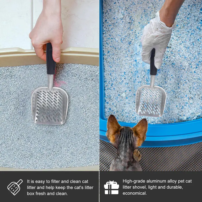 Aluminum Alloy Cat Litter Scoop - Fine Mesh Sifter Poop Shovel for Pet Toilet Cleaning, Durable Kitten Litter Shovel 3