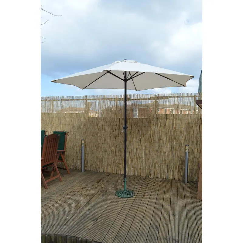 2.7m Wind Up Crank Garden Parasol with Aluminium Shaft in Cream 1