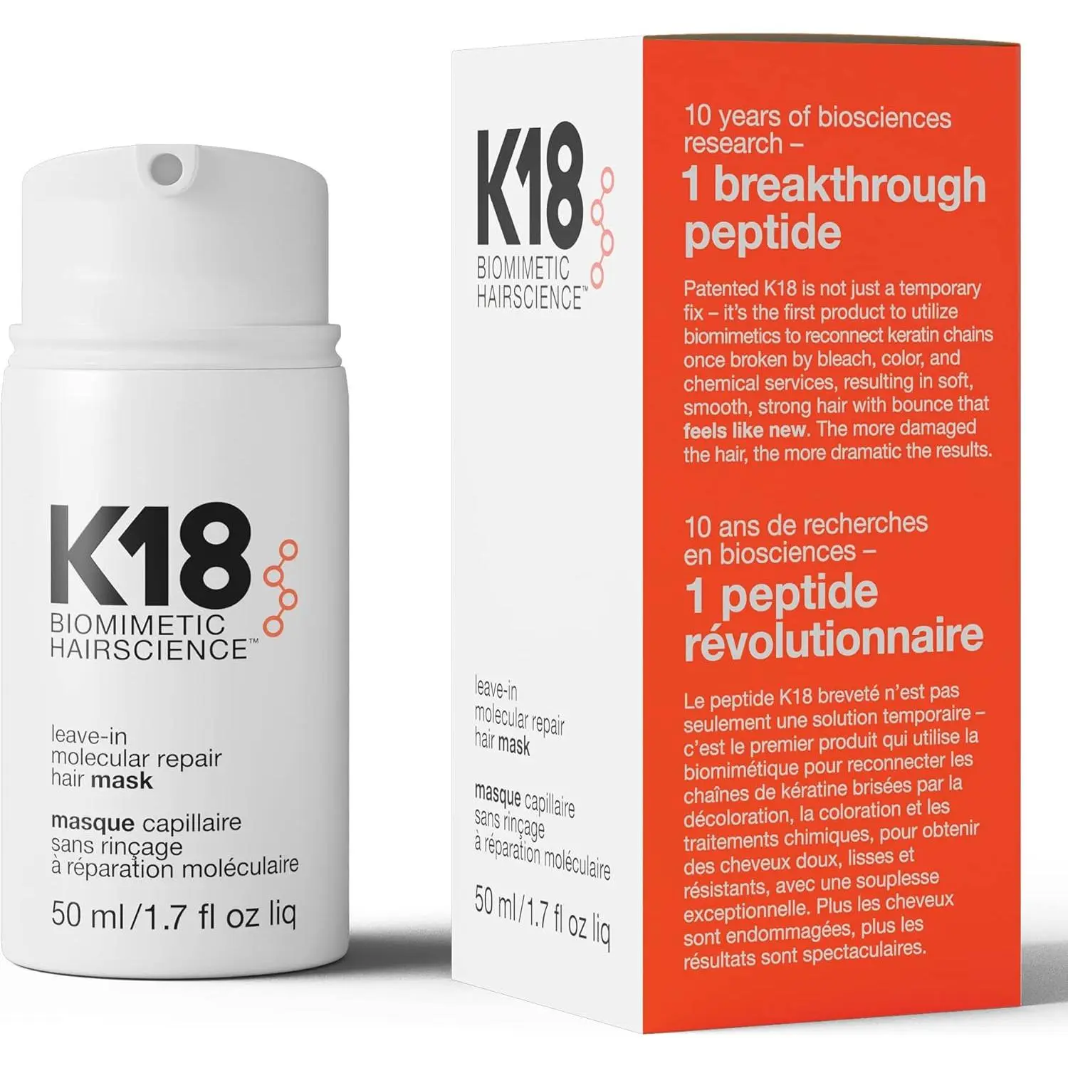 K18 Biomimetic Hairscience Leave-In Molecular Repair Hair Mask Conditioner Haircare