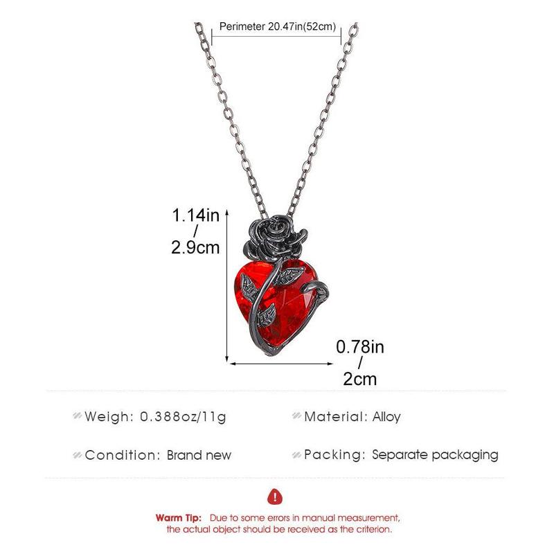 Heart Rose Flower Chain Pendant Necklace 2