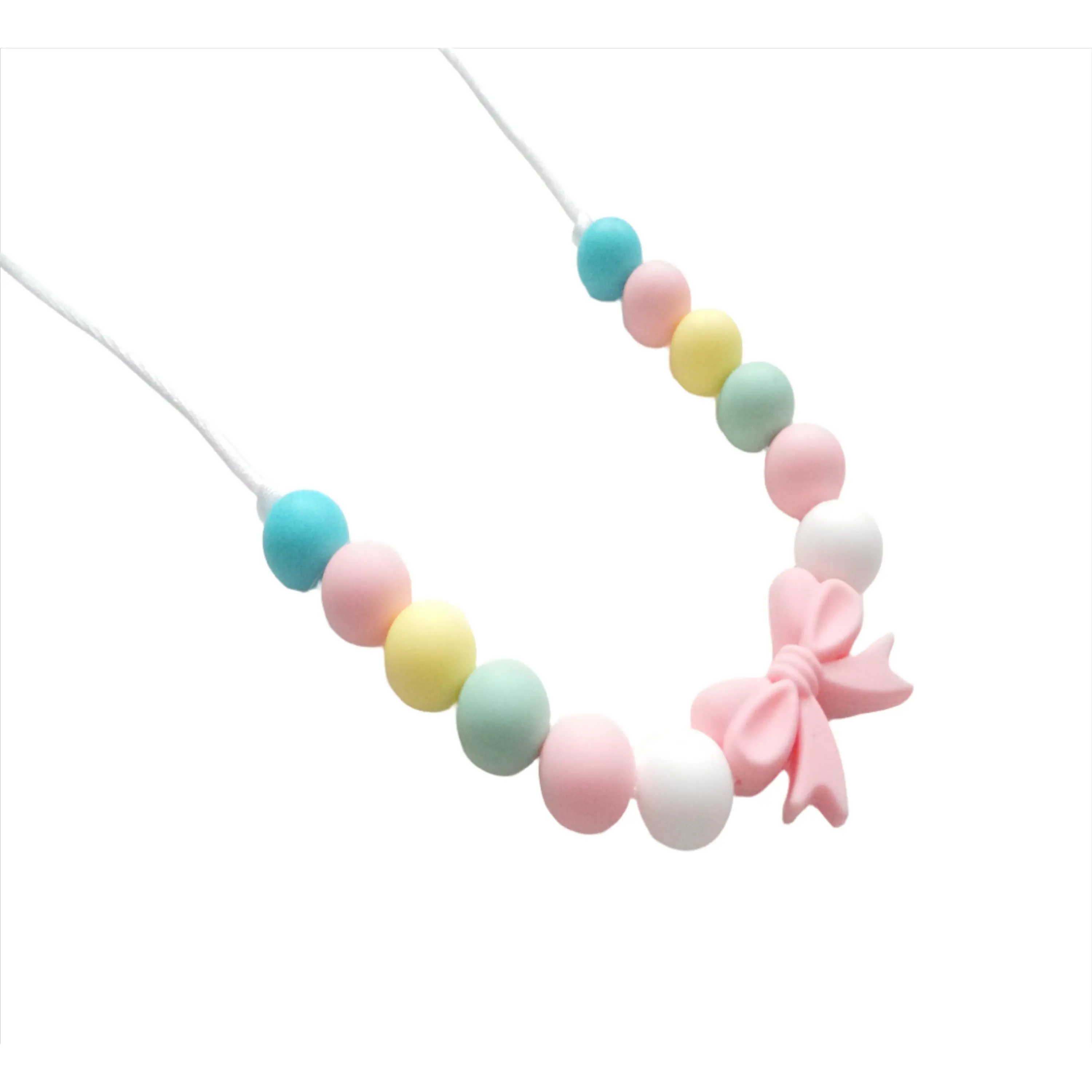 Kids Silicone Necklace - Pink Bow