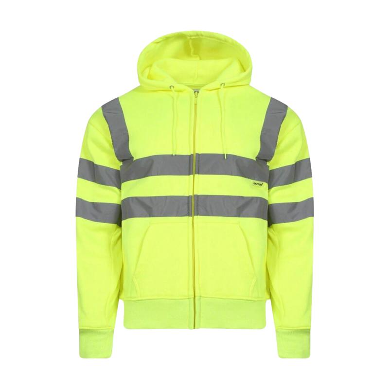 Men’s Hi-Vis Zip-Up Hoodie – High Visibility Reflective Sweatshirts – 2-Tone Design, Warm Fleece, Durable Men's Workwear – Long Sleeve, Machine Washable – Yellow & Orange Safety Jackets for Outdoor Jobs 1