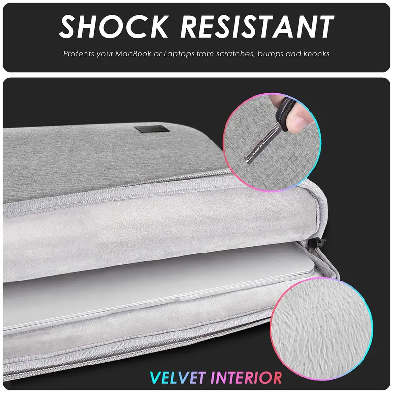 iSOUL 14-15.6 inch Shock Resistant Laptop Sleeve Case Briefcase Bag [Accessory Pocket] Compatible for Laptop Waterproof Case Cover for MacBook Pro/Surface Book/XPS 15 /Chromebook/HP/Lenovo Grey 2