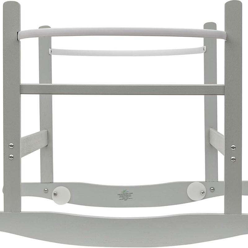 BABY Grey Waffle Grey Wicker Moses Basket with Chester Grey Rocking Stand, Adjustable Hood, Fibre Mattress & Padded Liner 5