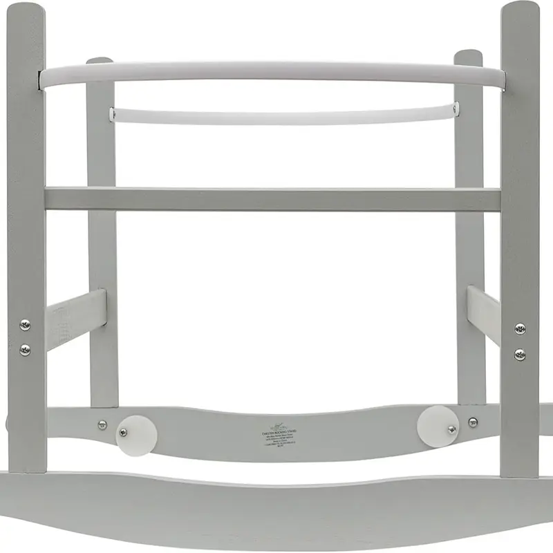 BABY Grey Waffle Grey Wicker Moses Basket with Chester Grey Rocking Stand, Adjustable Hood, Fibre Mattress & Padded Liner 5