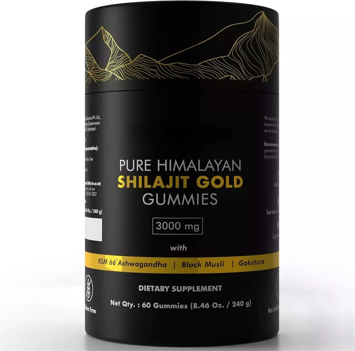 Gold Shilajit Gummies for Boosting Energy and Wellness - 60 Pieces - Vitamin, Healthcare Fitness Supplement Dietary Edible