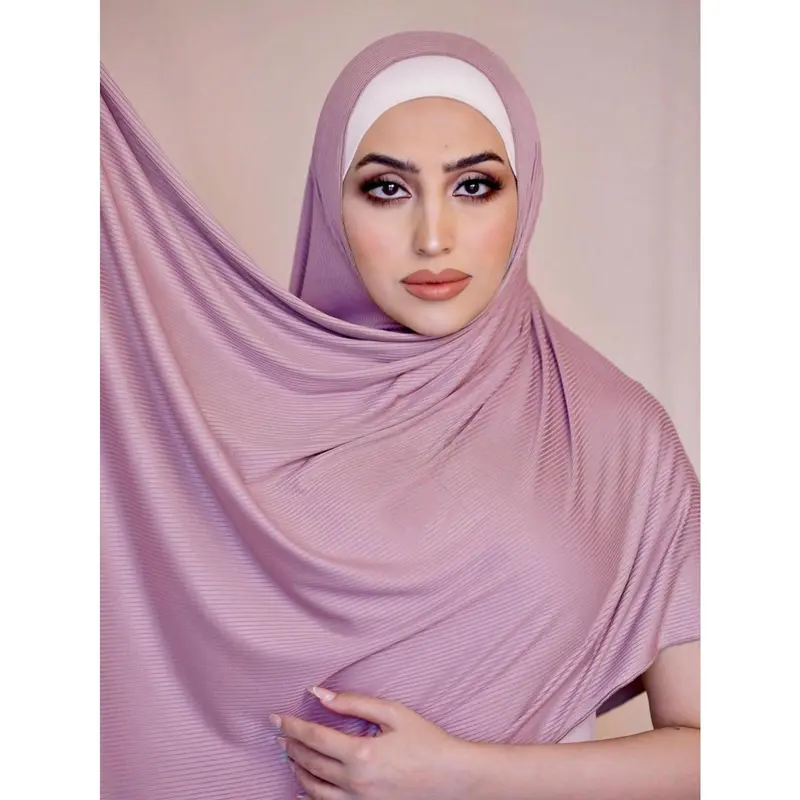 1pc Women Jersey Hijab, Breathable Muslim Headscarf 2