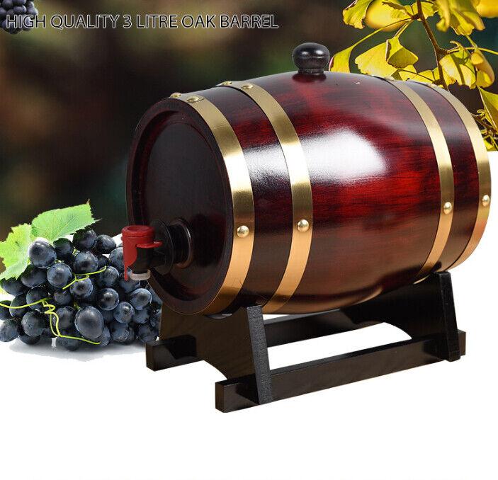 1.5L Oak Wooden Whiskey Barrel Decanter Beer Wine Drinking Dispenser Party Bar 5