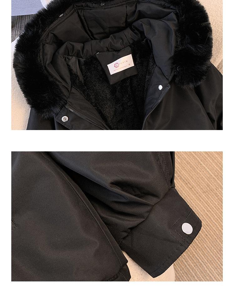 Product Introduction of winter Down Cotton Dress Women's Short Large Fur Collar Style Overcoming Slim Waist Fashion Casual Coat 9