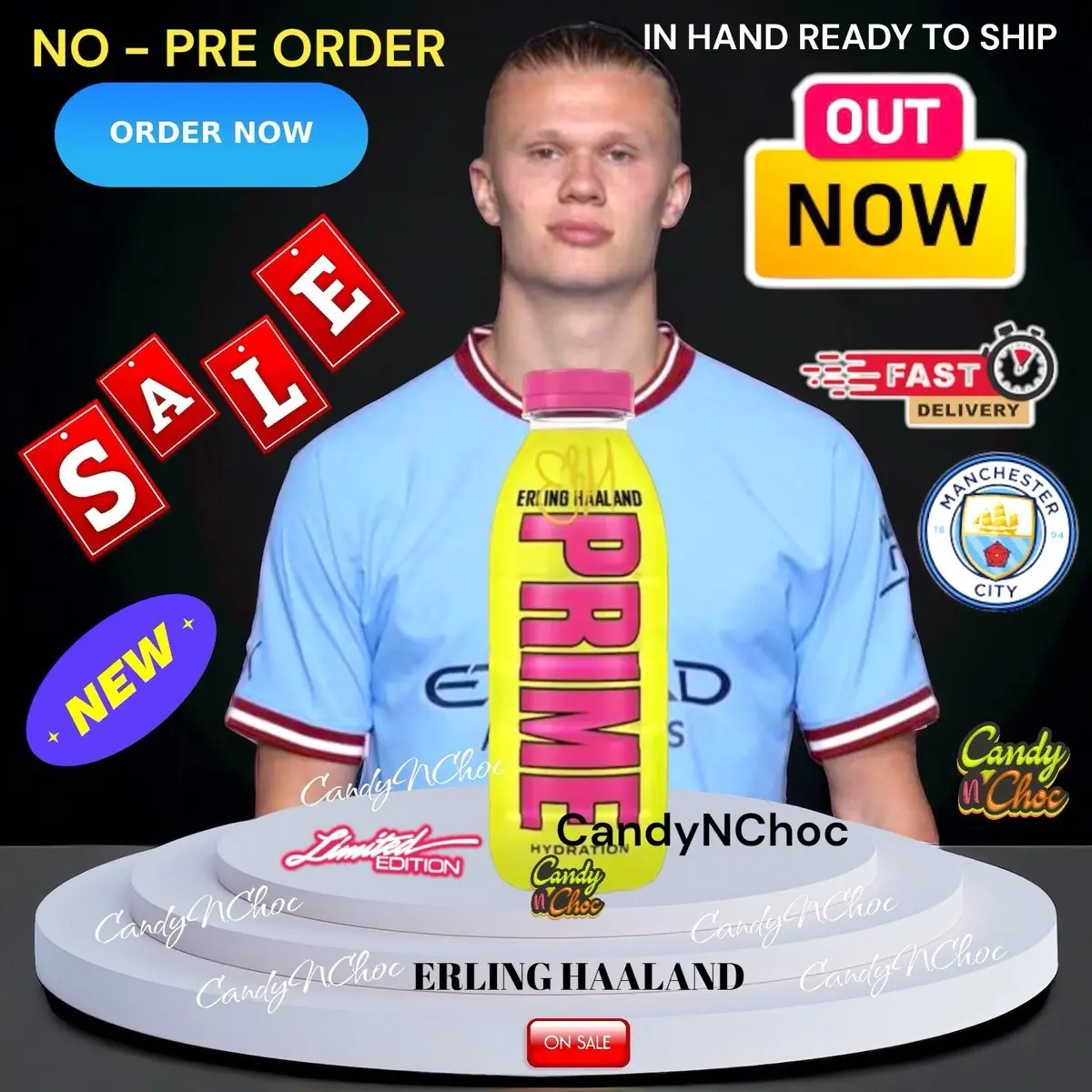 Prime Hydration Erling Haaland City Player Exclusive Rare New Flavour 500ml Drink Bottle