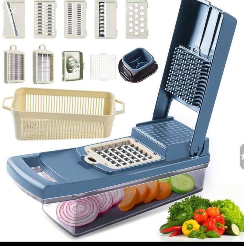 Product Introduction of Malticolor Multi-functional Manual Vegetable Cutter, 1 Set Household Bandle Kitchen Accessories 13 in 1 Vegetable Chopper, Kitchen Mandoline, Vegetable Cutter, Slicer Fruits Dicer, Veggie chopper, Kitchen Gadgets, Useful Kitchen Utensils. 4