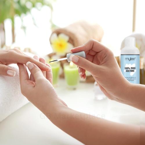 All types of nail polish, gel polish, acrylic, gels, nail tips, and glue are removed with Mylee's 100% pure acetone gel nail polish remover for UV/LED, gel soak off, and remove gel. 1