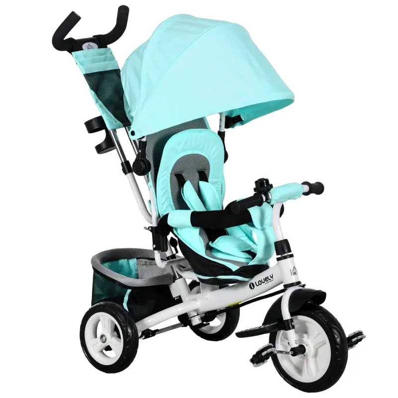 Kids Trike Push Bike with Push Handle, Canopy for 1-5 Years, Green 0