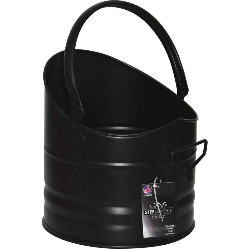 Coal Hod Scuttle Fireside round Black Bucket 29Cm Fireplace Log Wood Ash Storage 2