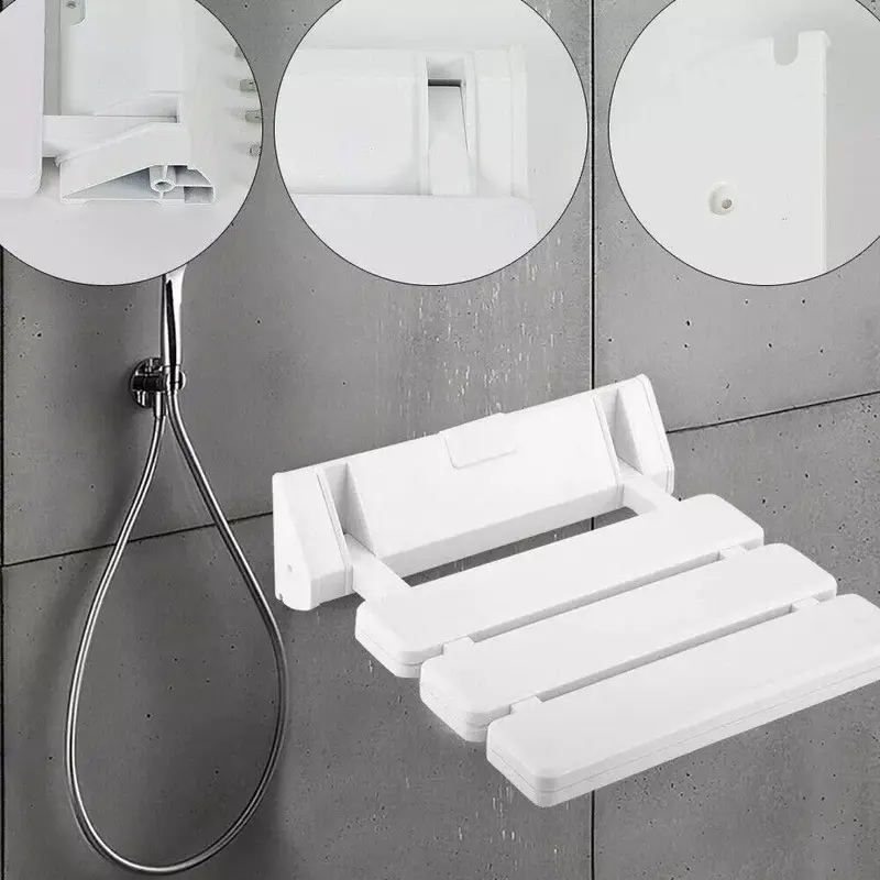Foldable Shower Seat Folding Stool Wall-Mounted For Bathroom Hospital Locker 1