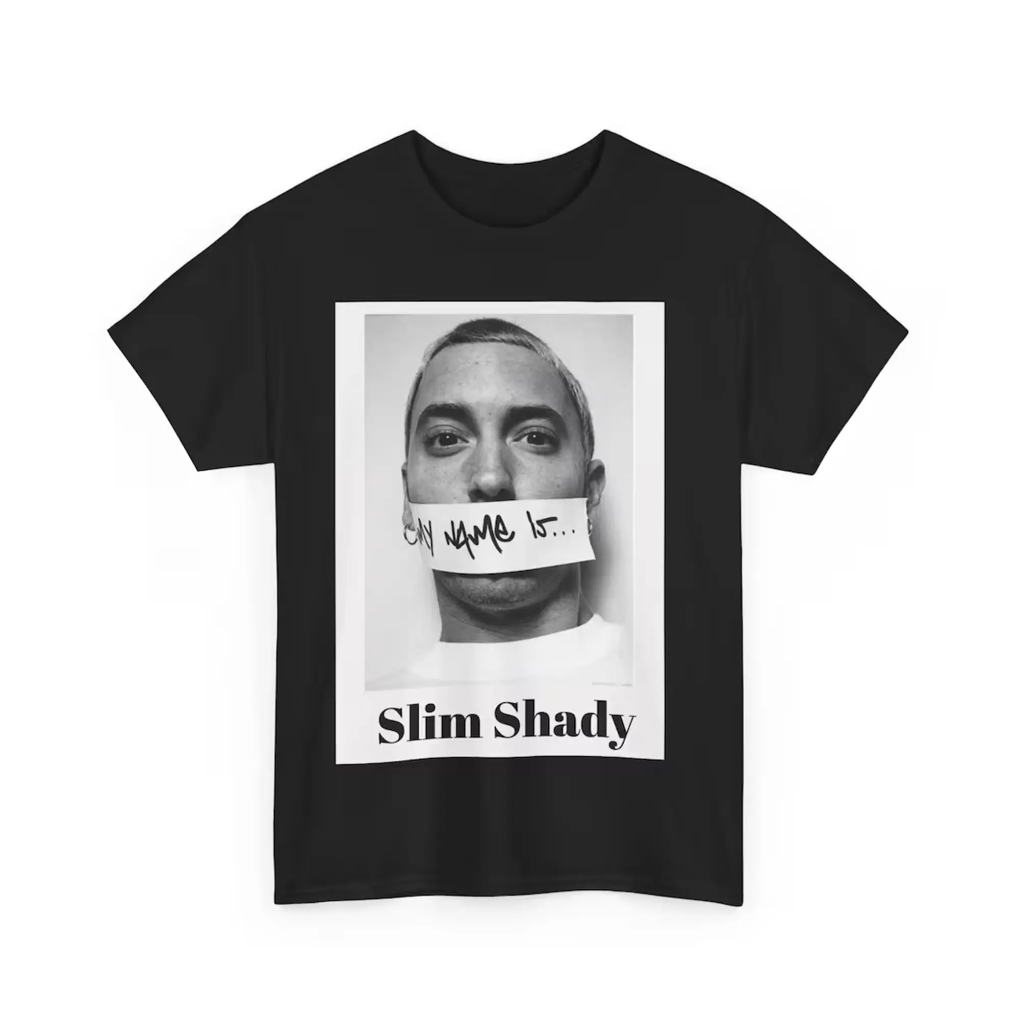 EMINEM T-Shirt, Eminem Slim Shady Graphic T-shirt, Marshall Mathers, Eminem 90s Hip Hop T-Shirt, Eminem Hip Hop Rapper, Rap Concert Shirt Classic Cotton Fabric Menswear Top Collar Ribbed Print