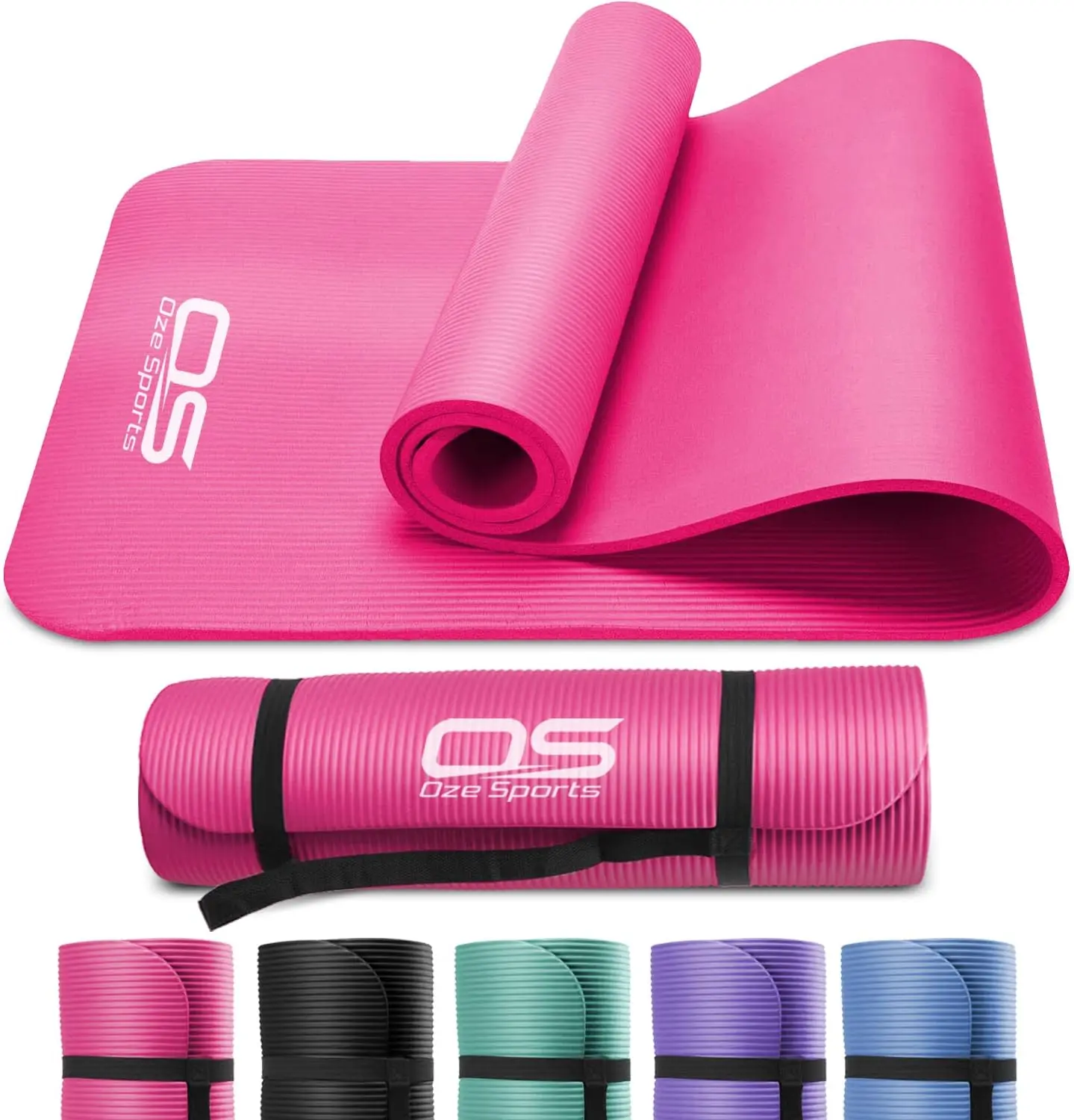 Yoga Mat Exercise NBR Fitness foam mat Extra Thick Non-Slip Large Padded High Density ideal for HiiT Pilates gymnastics mats Fitness & Workout with Free Carry Strap