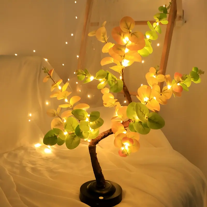 Shenzhi Tech DIY Bonsai Eucalyptus LED Tree Lamp - Flexible, Touch-Sensing Warm White Night Light, USB/Battery Powered, Perfect for Living Room, Bedroom Decor & Holiday Gifts 3